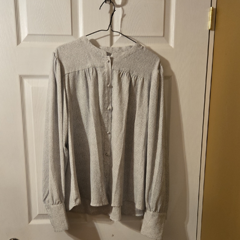 Gray Button-Up Blouse